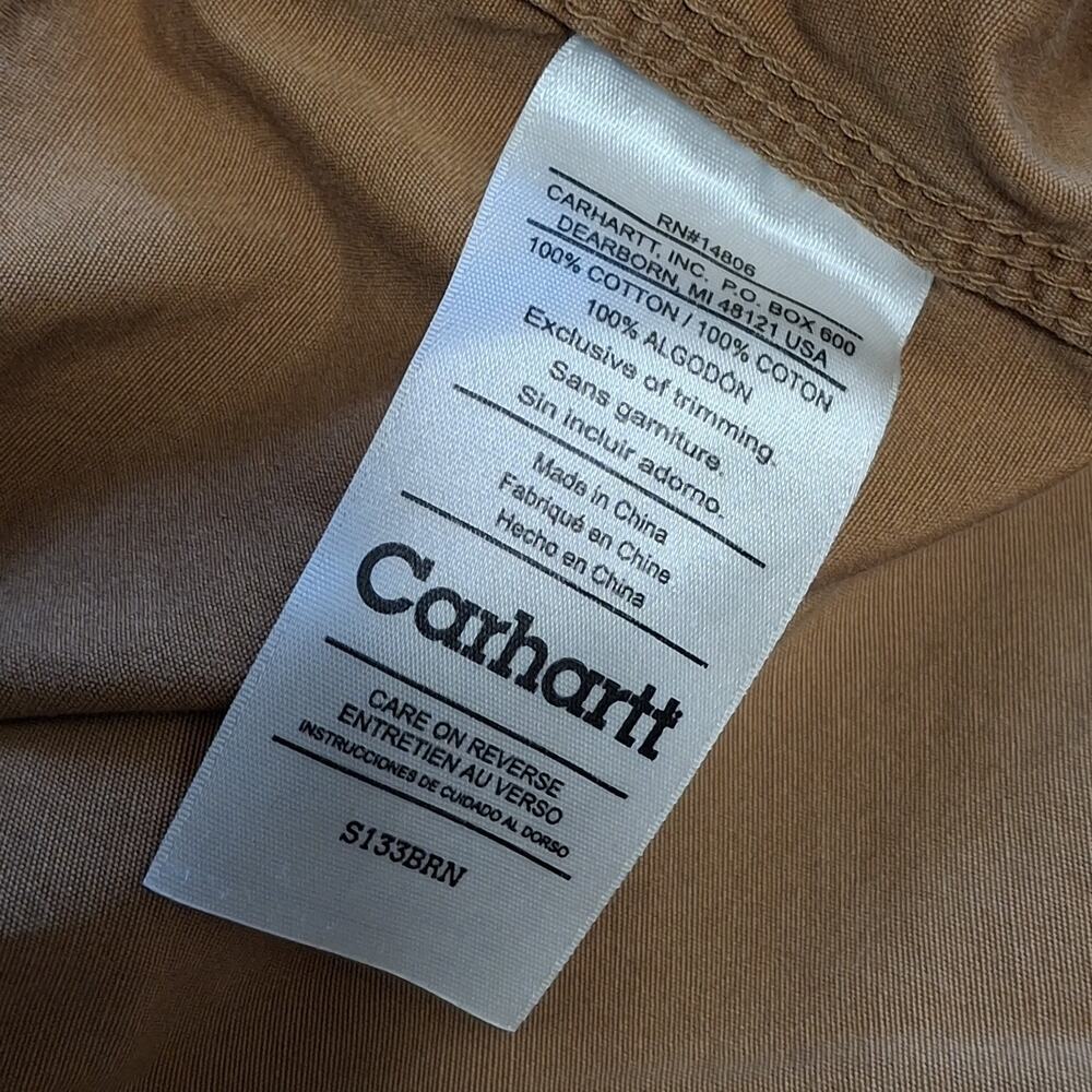 Carhartt Canvas Tradesman Shirt Mens 2XL Brown Short Sleeve Work S133 - Picture 7 of 8